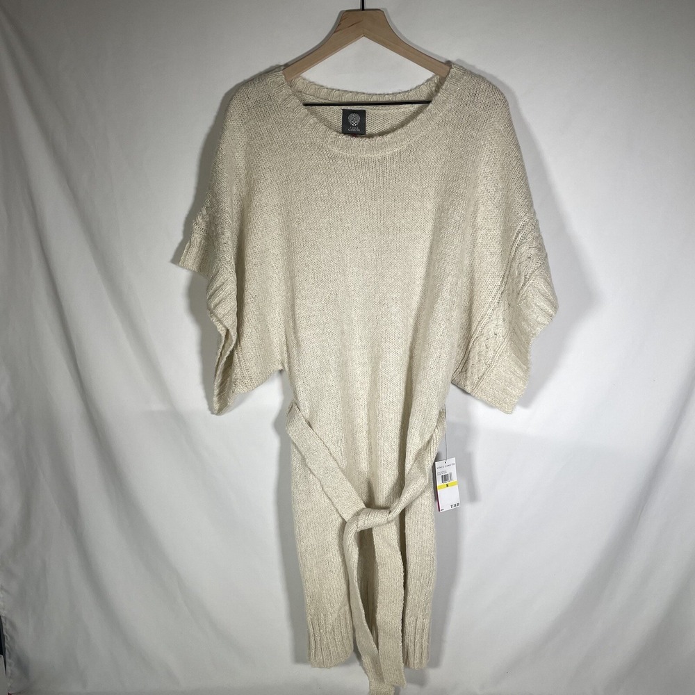 NWT Vince Camuto Dolman Sleeve Sweater Dress Medium Ivory Shimmer